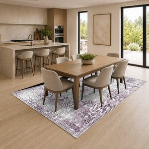RUGS DEPOT LXDP-0474 Wholesale Grey Silver Minimalist Designer Digital Printed Machine Washable Chenille Area Rug Non <b>Slip</b> - Product Image 4