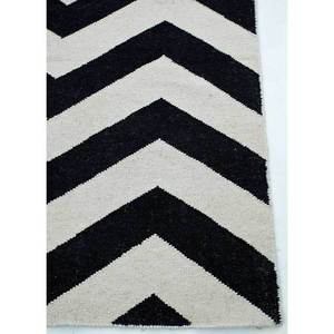Tapis en jute Chevron moderne Indusbar 5x8 pieds, noir/blanc, tissage plat en laine pour sol domestique, style Kilim 10mm DW-159 - Product Image 3