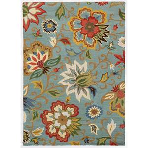 Alfombra de Lana Azul Hacienda, Tejida a Mano, con Diseño Floral, para el Hogar, Sala de Estar, Pasillo, Entrada, 9x12, Grosor de 10 mm, Alfombras Jaipur EU - Product Image 1