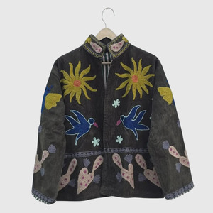 เสื้อแจ็คเก็ตคอจีนปักลายดอกไม้ด้วยมือ แขนยาว ไซส์ใหญ่ สำหรับผู้ใหญ่ สไตล์คอร์ดูรอย ดีไซน์แบบชนบทเก๋ไก๋ เหมาะสำหรับใส่ในฤดูใบไม้ร่วง - Product Image 3