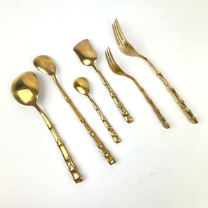 Cuchillo de acero inoxidable chapado en oro de alta calidad estándar, tenedor, cuchara, cubiertos, juego de cubiertos de boda para Hotel para uso en banquetes - Product Image 2