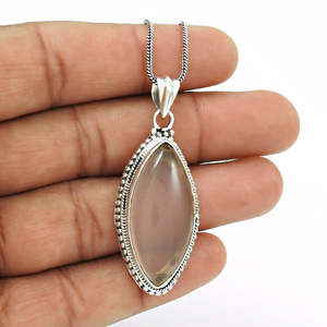 Ethnic Artisan Rose Quartz Pendant In 925 Solid Sterling Silver Jewelry Pretty Cut Handmade <b>Gift</b> For Her Wholesale Boho Jewelry - Product Image 2