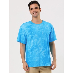 เสื้อยืดมัดย้อมแฟชั่นผู้ชายลายทึบพิมพ์โลโก้แบบกำหนดเองวัสดุโพลีเอสเตอร์/ ผ้าฝ้ายถักขายส่ง - Product Image 5