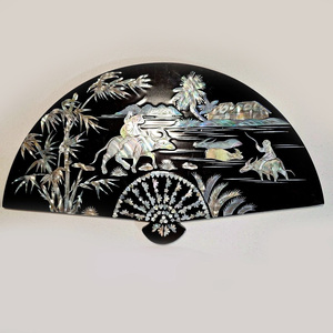 Éventails d'affichage de luxe en nacre pour la décoration de la maison, incrustation de coquillages faits à la main, pièce maîtresse des arts - Product Image 6