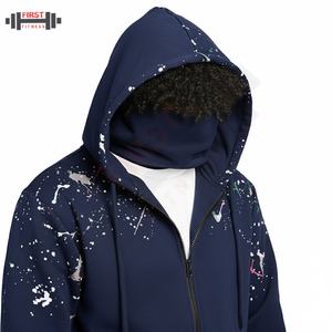 Survêtement pour homme avec capuche et pantalon de survêtement à fermeture éclair, imprimé en relief personnalisable, grammage lourd, dernier design, patch brodé, pour l'hiver 2025 - Product Image 1