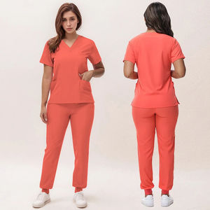 Conjunto de uniforme de hospital de enfermera personalizado para mujer pantalones de Jogger de algodón suaves y cómodos con traje de tela elástica - Product Image 1