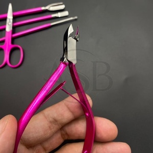 Professional Nail <b>Tools</b> Private Logo Stainless Steel Metallic Hot Pink Manicure <b>Pedicure</b> Set Including Nail Pusher Clipper - Product Image 5