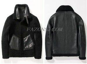 Blouson aviateur en cuir de mouton pour homme, à capuche amovible, doublure chaude, veste d'hiver, veste de moto - Product Image 3