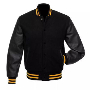 Veste d'hiver de baseball à col montant et en cuir de haute qualité personnalisée OEM avec broderie en chenille pour le vol de bombardier - Product Image 5