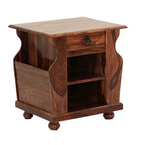 Elegante mesa auxiliar de cama de madera con 1 cajón y estante de almacenamiento lateral Calidad Superior disponible en mesas para espacio habitable para el hogar - Product Image 6