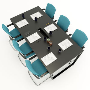 SFTC009-Minimalist Style 2-<b>Sided</b> Metal Frame Small Wood and Rubber <b>Table</b> for Meetings - Product Image 2