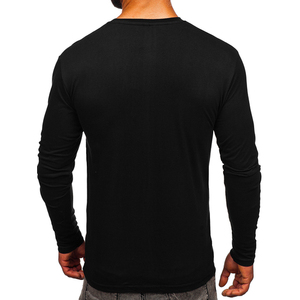 Camiseta de Manga Larga para Hombre, Transpirable, Negra, Estilo Urbano, Diseño Estampado, Poliéster/Algodón 180g, para Todas las Temporadas - Product Image 5