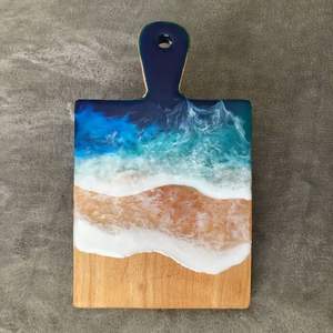 Handmade resin chopping board featuring smooth resin wave through <b>wood</b> base designed for <b>slicing</b> vegetables fruits and snacks - Product Image 3