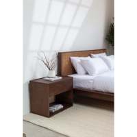 Lit en rotin en bois foncé de style japonais Midori