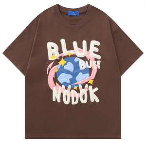 Venta al por mayor de verano de moda de los hombres camiseta personalizable 3D Puff impresión Logo 100% algodón de punto - Product Image 1