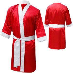Robe de boxe sur mesure à prix de gros avec capuche pour l'entraînement de boxe, la boxe, les combats, robes noires - Product Image 5
