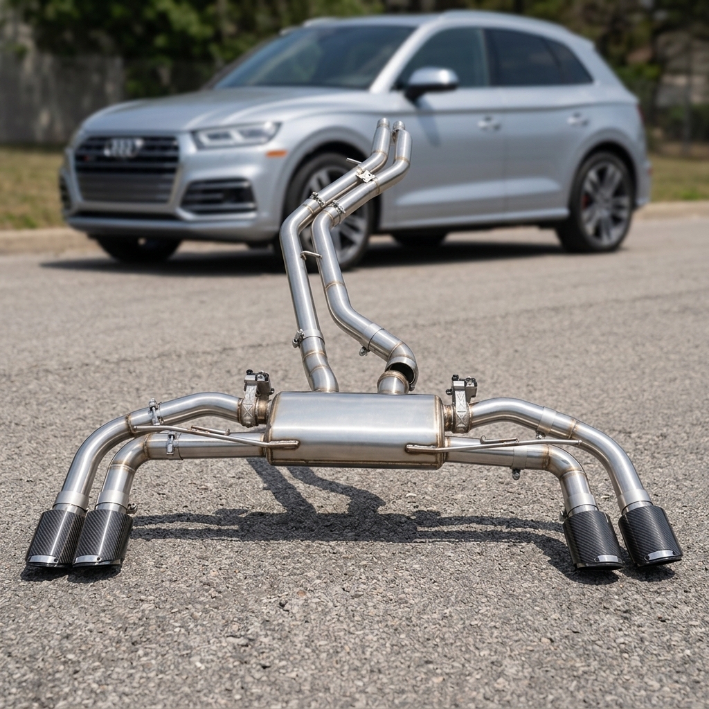 VantaFlow 1.5mm SS304 Catback Exhaust System with Glossy Carbon Fiber Tips for Audi SQ5 8R/FY 3.0T 2013-2024