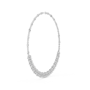 Collar de Lujo con Diamantes Corte Princesa en Oro Blanco de 14K, Chapado en Rodio, Diseño Aurora Bloom Regal Vine - Product Image 4