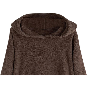 Vestido Sudadera Personalizado para Mujer, 100% Algodón, 360g, Invierno, Ecológico, Transpirable, Resistente al Viento, Bordado en Relieve, Marrón - Product Image 4