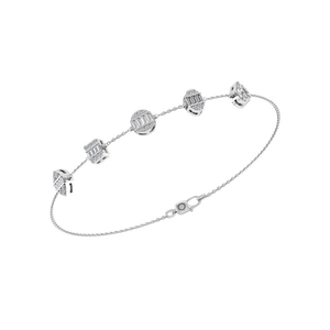 Geometric <b>Baguette</b> Cut Lab Grown Diamond Tennis <b>Bracelet</b> 950 Platinum Accents Classic Rose Gold Contemporary Statement Jewelry - Product Image 1