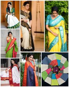 Nouveau dernier Saree Black Berry Silk avec tissage saree Banglori Blouse Saree non cousu Party Wear - Product Image 6