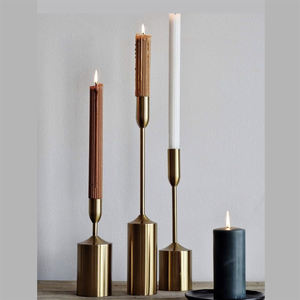 Set of 3 Vintage Metal Candlestick Holders Gold for Home Wedding Event Tabletop Lighting Decoration Candle Stand - Product Image 1