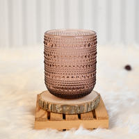 Juego de 6 Vasos de Vidrio y Copas de Vino de Lujo en Color Oro Rosa con Patrón de Gotas de Lluvia en Relieve, Estilo Vintage, para Fiestas