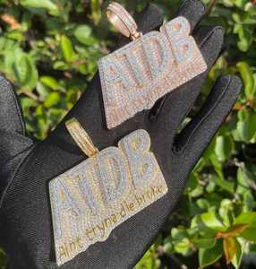 Collier Pendentif Personnalisé Iced ATDB Ain't Tryna Die Broke, Bijoux Hip Hop en Laiton Doré, Entièrement Sertie de Moissanite Diamantée, Pour Lui et Elle - Product Image 1