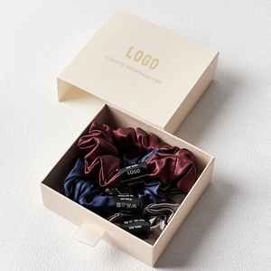 Logotipo personalizado 3D bordado 5cm seda pelo Scrunchies seda 100% Mora pura seda Scrunchie personalizado - Product Image 5