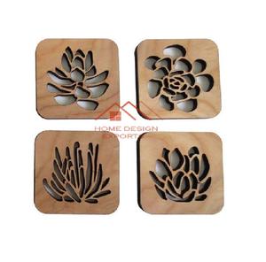 Sous-verres de tasse à café de thé Sous-verre en bois pour boissons Dessous de verre en bois d'acacia naturel Forme arrondie Porte-gobelet à thé en bois foncé Pot à boisson - Product Image 1