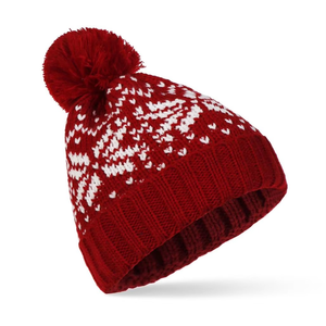 Hot Sale Fashionable Winter Knitted Best Quality Comfort <b>Beanie</b> for Cool Weather Jacquard Breathable Snowflake Cap's - Product Image 1