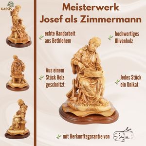 Escultura tallada a mano "José como carpintero" – figura de madera de olivo de Belén (29 cm) - Product Image 5