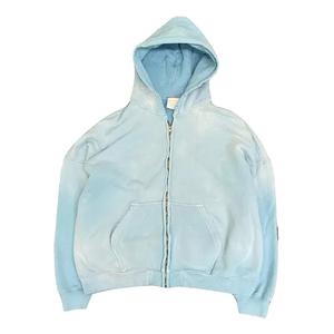 เสื้อมีฮู้ดผ้าฟลีซแบบมีซิปมีฮู้ดเสื้อฮู้ดผ้าฟลีซสองชั้นสไตล์วินเทจฟอกสีแสงแดดซีดจาง - Product Image 6