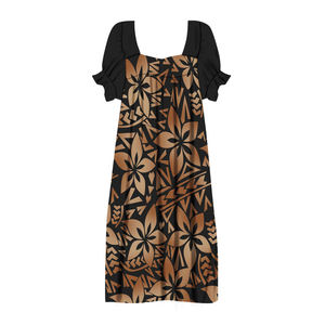 Haute qualité à manches courtes Mumu robe Pacific Island Design Vintage robes florales col carré écologique doux - Product Image 2