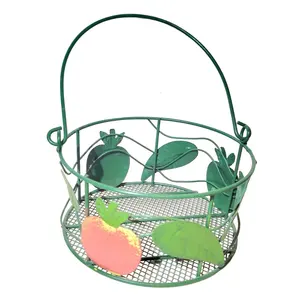 Panier de fruits en métal de couleur verte de qualité supérieure organisateur de fruits et légumes d'affichage de table avec suspendu - Product Image 1