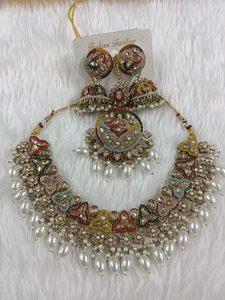 Dazzling Classic <b>Indian</b> AD Stone <b>Jewellery</b> <b>Set</b> for Women Including Necklace Earrings Combo for Weddings Festive Parties Gifts - Product Image 3