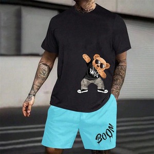 Customize 100% Organic Cotton T-Shirt Sets 2025 <b>3D</b> <b>Printed</b> Summer Shorts Shirt Set Casual Stylish Shorts Set for Men - Product Image 4