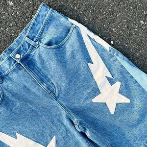 Shorts Vaqueros de Mezclilla para Hombre, Estilo Hip Hop, Personalizados al por Mayor, con Diamantes, Holgados, Desgastados, Vintage, Lavado Ácido, con Pedrería, 100% Algodón - Product Image 5