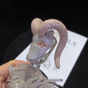 สร้อยคอจี้แฟชั่นชุบทองคำขาว 14K ดีไซน์ใหม่ สไตล์ฮิปฮอป ประดับเพชรโมอิสซาไนต์ VVS ชุบทองคำขาวและโรสโกลด์ พร้อมแหวนแบบ Iced - Product Image 4
