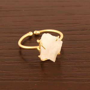 แหวนปรับสภาพพลอยมูนสโตนแบบไม่เจียระไน,แหวนทองชุบ24K แหวนหมั้นสำหรับผู้หญิง - Product Image 3