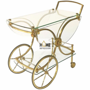 Color dorado Rectángulo Forma Último Metal de latón para boda y Hotel Carrito de servicio para la venta - Product Image 3