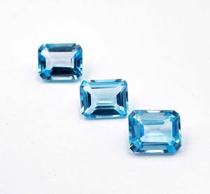 9x12mm Swiss Blue Topaz Octogone Pierres précieuses en vrac pour la fabrication de pendentifs de bijoux Topaze bleue naturelle Pierre à facettes au prix d'usine - Product Image 1
