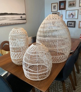 Couverture d'abat-jour suspendue en rotin de bambou naturel tissé à la main, décor d'éclairage, bon marché, vente en gros - Product Image 2