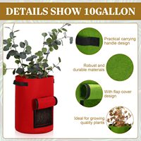 Sacs de culture de pommes de terre de 10 gallons avec rabat et poignées, pots en tissu aéré épaissi, sacs de jardinage, conteneurs de culture de pommes de terre et de légumes