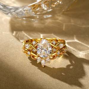 แหวนหมั้นเพชรทรงลูกแพร์ Jeulia Infinity Gold - Product Image 4