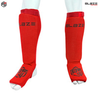 BLAZE FIGHT GEAR - Espinilleras de Tela Profesional y Cuero Genuino de Secado Rápido, para Deportes de Alto Impacto, Boxeo, Artes Marciales, Kickboxing, Muay Thai
