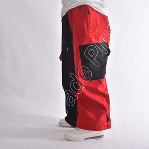 Pantalon de ski pour homme, color-block, imperméable, avec cordon de serrage, rouge et noir, en polyester, style adulte - Product Image 6