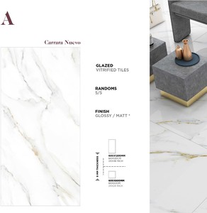 Azulejos de Porcelana Antideslizantes Modernos de 600x1200mm, Carrara Nuevo, para Paredes Interiores - Product Image 1