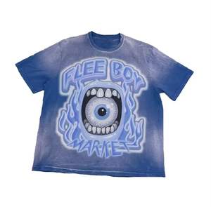 Grande taille conception personnalisée hommes été hauts à manches courtes couleur inversée vieux bord usé lavé longue longueur t-shirt - Product Image 2