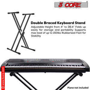 5 Core <b>Keyboard</b> Stand Dual X Shape Gear Adjustable Foldable Portable Key Board DJ Controller Stands - Product Image 6